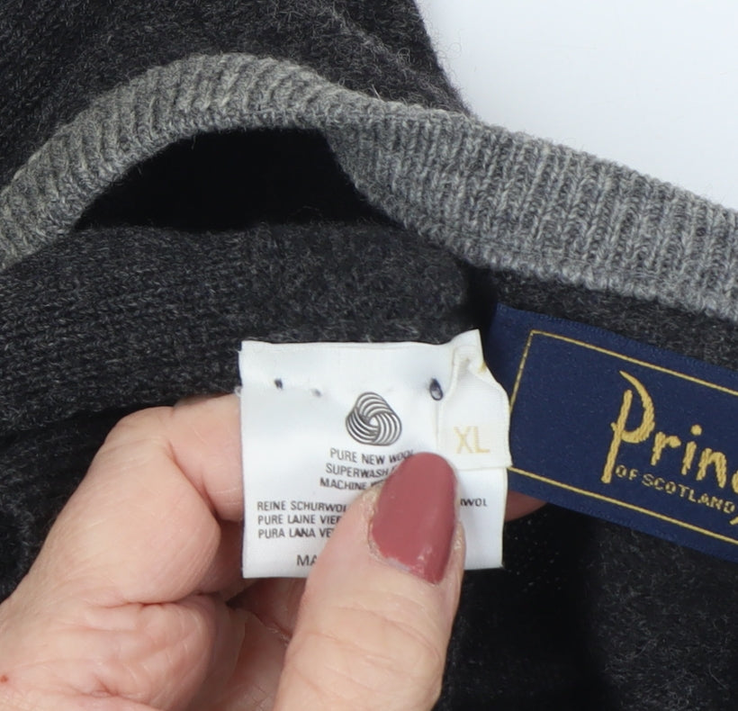 Pringle Men’s Grey Argyle Wool Pullover XL
