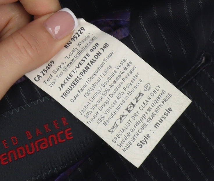 Ted Baker Men's Black Striped Wool Suit Jacket 40R