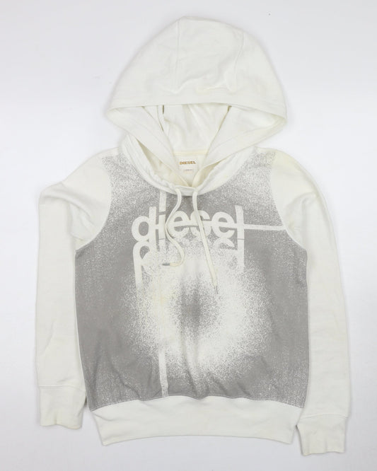 Diesel Unisex White Graphic Print Pullover Hoodie S