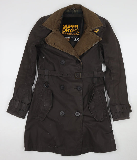 Superdry Women's Brown Trench Coat XS Relaxed Fit