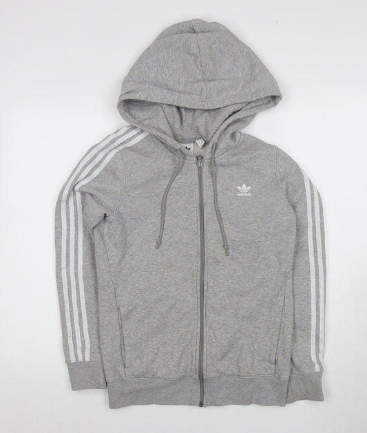 Womens UK 8 Slim adidas Grey Full Zip Hoodie
