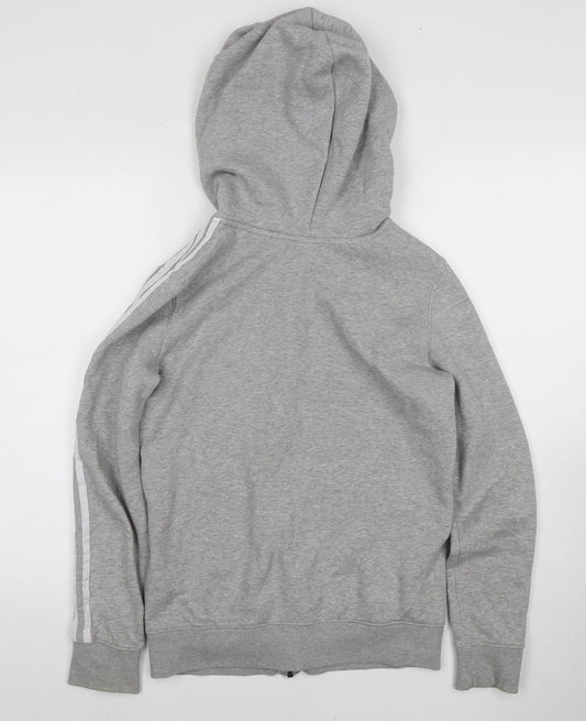 Adidas Women's Grey Full Zip Hoodie with Logo, Size 8