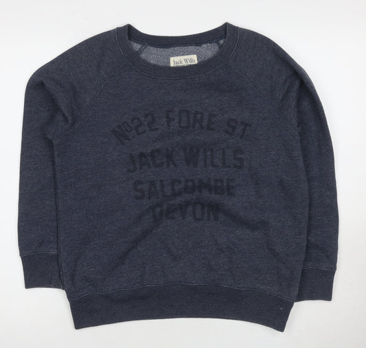 Womens UK 14 Regular Jack Wills Grey Pullover Sweatshirt