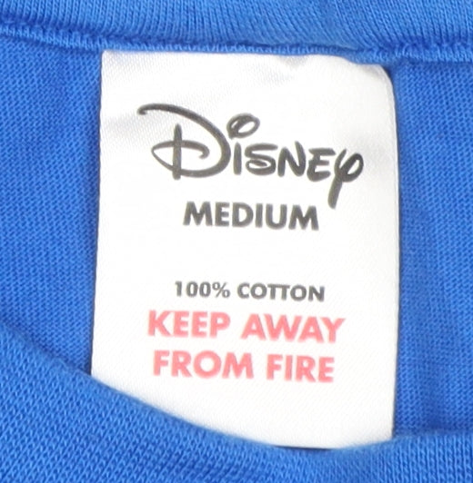 Disney Men's Blue Grumpy Cartoon T-Shirt Medium