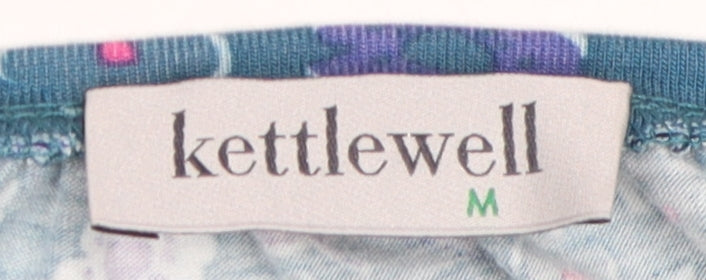 Kettlewell Women's Blue Floral Jersey Blouse Medium