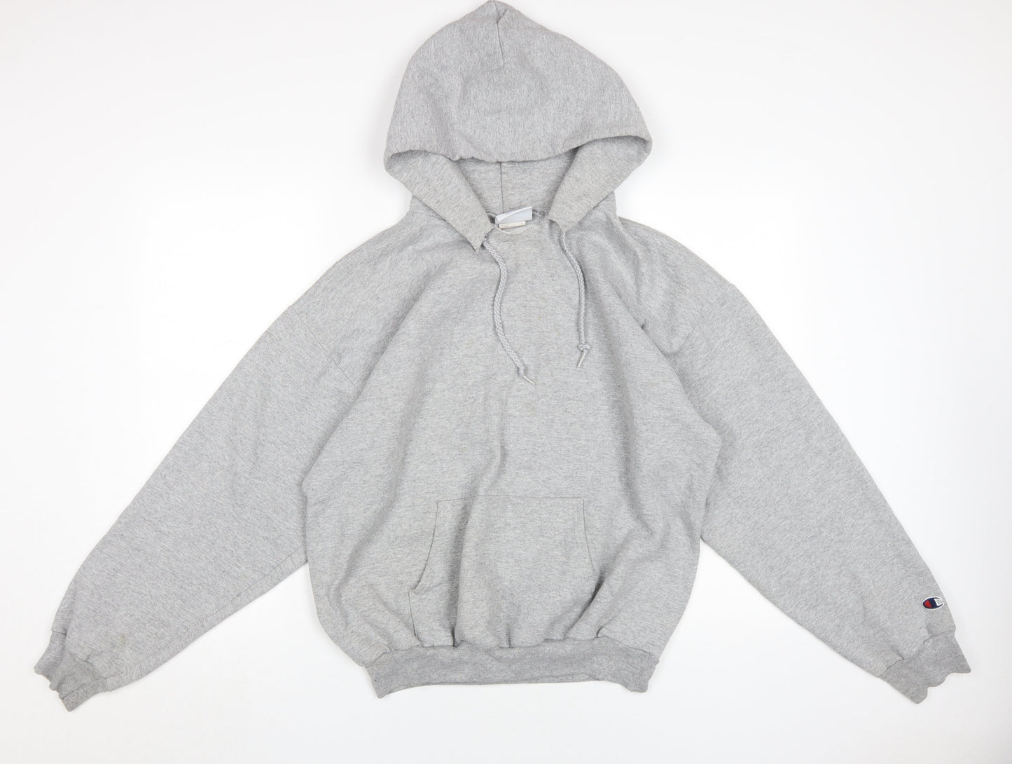 Champion Men's Grey Pullover Hoodie L with Logo