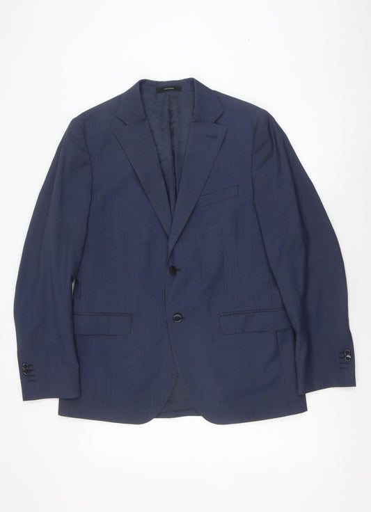 Massimo Dutti Men's Blue Wool Blazer Size 40R