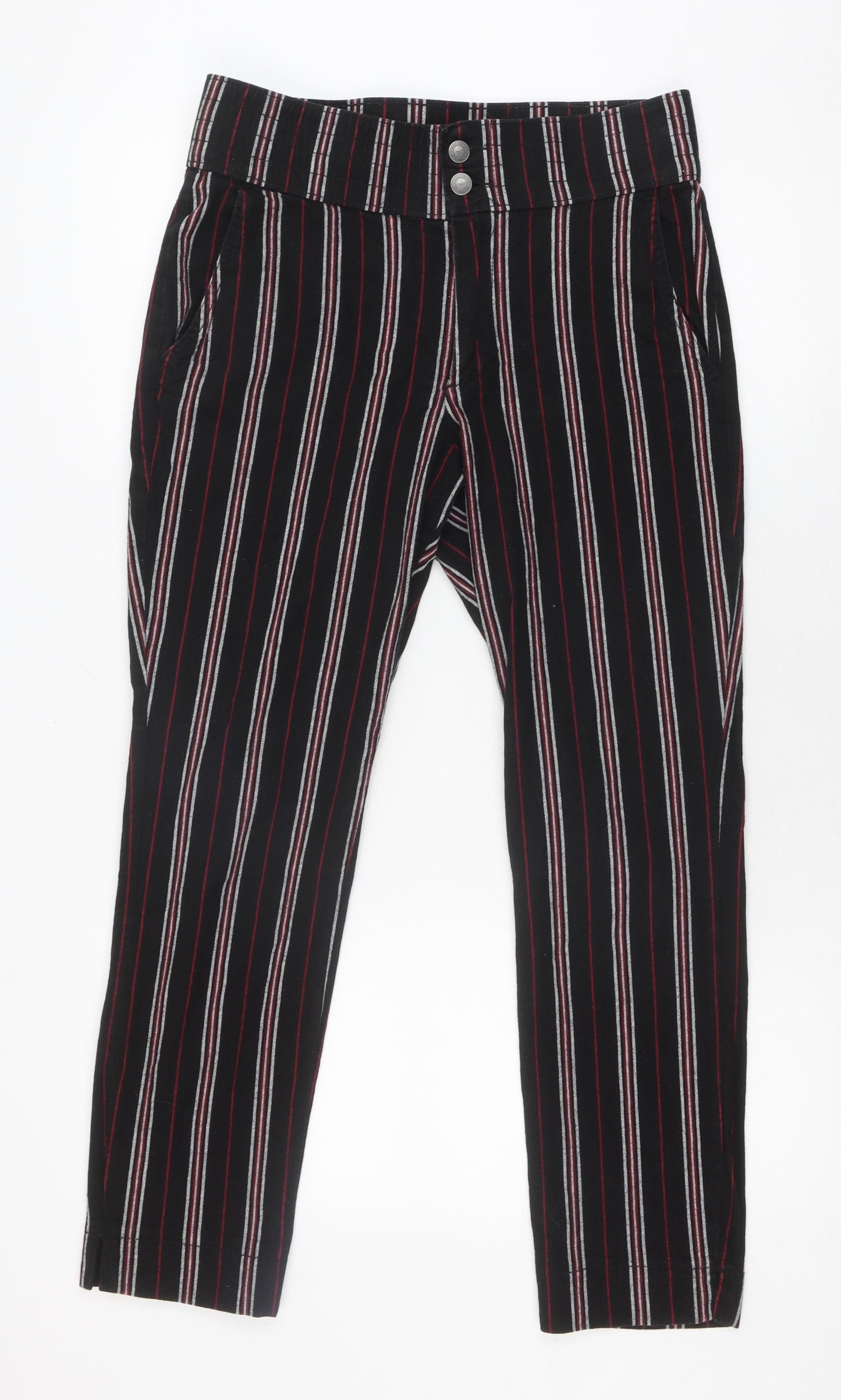 Hollister Women's Black Striped Cropped Trousers M