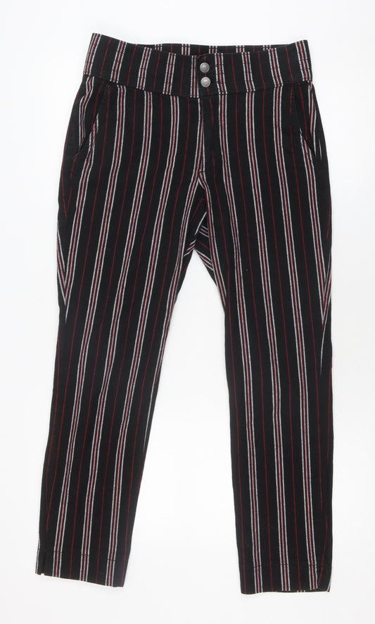Hollister Women's Black Striped Cropped Trousers M