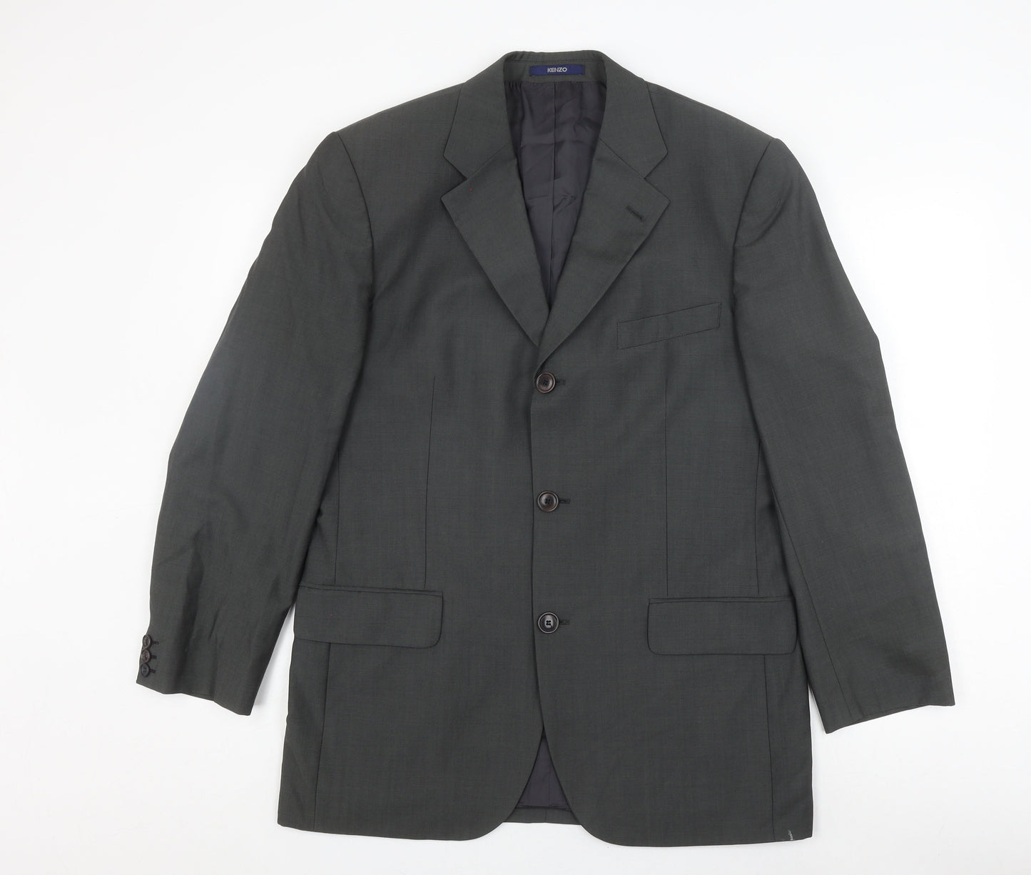Kenzo Men's Grey Blazer, Size 40R, Wool, Formal Wear