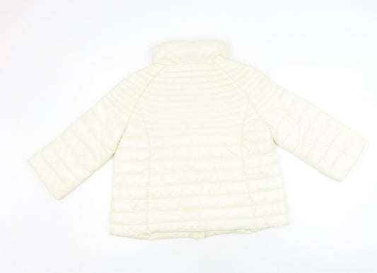 Guess Women's Ivory Puffer Jacket XS, Full Zip Quilted