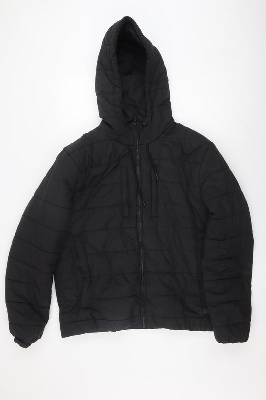 Firetrap Men's Black XL Puffer Jacket with Hood