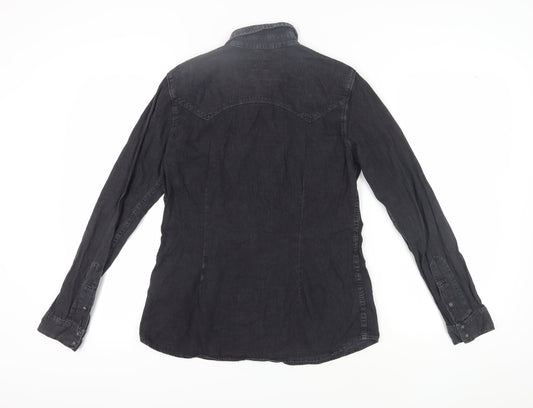 Lee Black Button-Up Shirt L Unisex Long Sleeve
