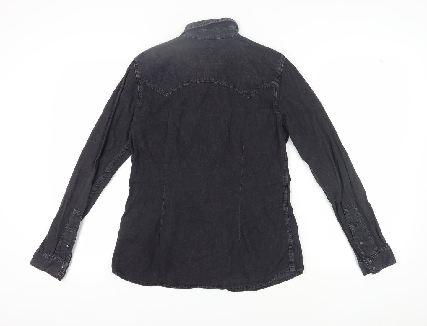 Lee Black Button-Up Shirt L Unisex Long Sleeve