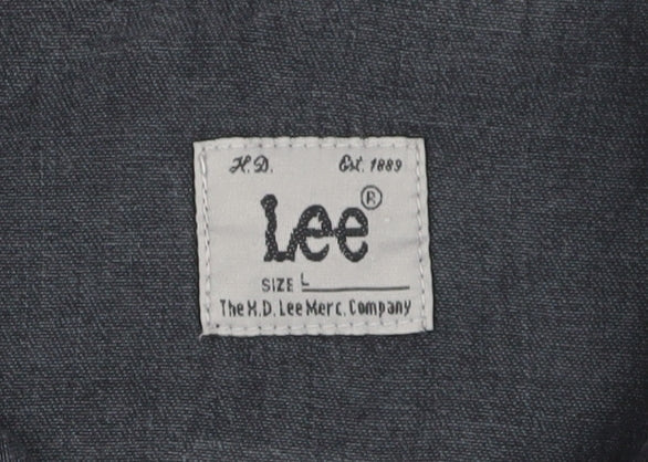 Lee Black Button-Up Shirt L Unisex Long Sleeve