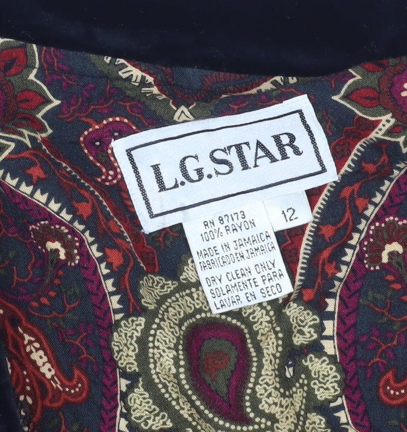 L.G. Star Women’s Multicoloured Paisley Cropped Jacket, Size 12