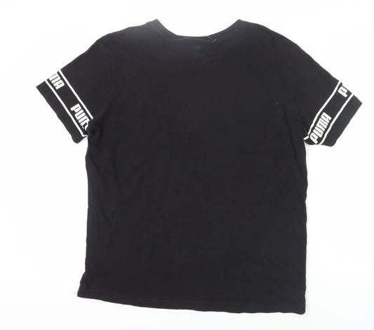 Puma Men's Black Logo T-Shirt, Size L, Crew Neck