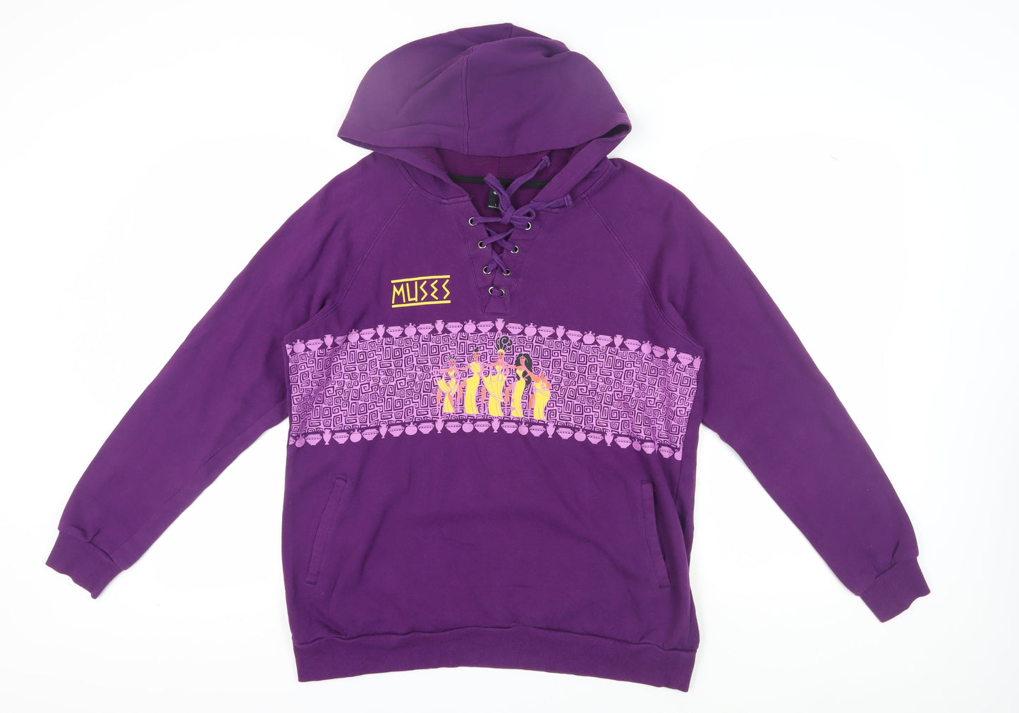 Disney Women's Purple Henley Hoodie - Size L