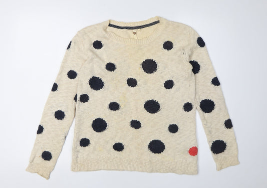 White Stuff Women's Beige Polka Dot Pullover Jumper Size 10