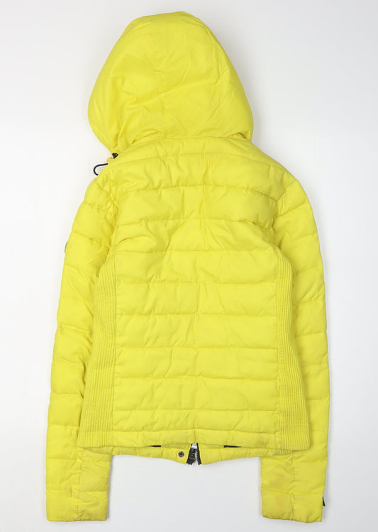 Superdry Women's Yellow XS Puffer Jacket, Hooded, Casual