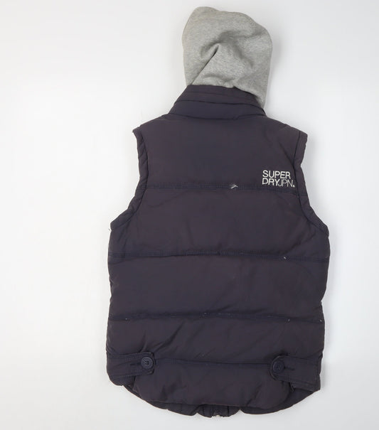 Superdry Unisex Blue Puffer Gilet Waistcoat S Casual