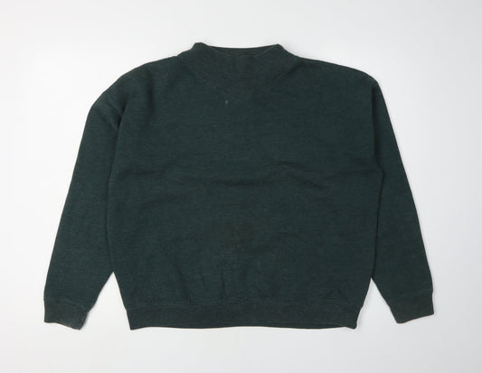 Jack Wills Women's Green V-Neck Pullover Sweatshirt