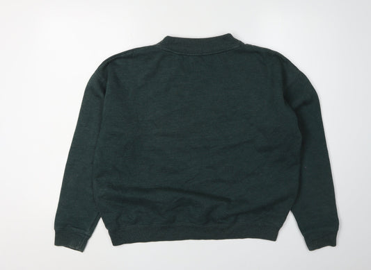 Jack Wills Women's Green V-Neck Pullover Sweatshirt