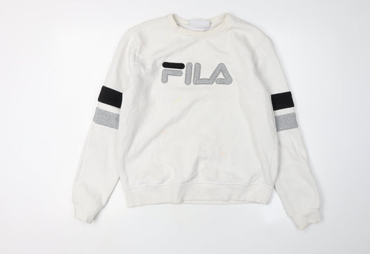 Fila Unisex Adults White Pullover Sweatshirt Size S