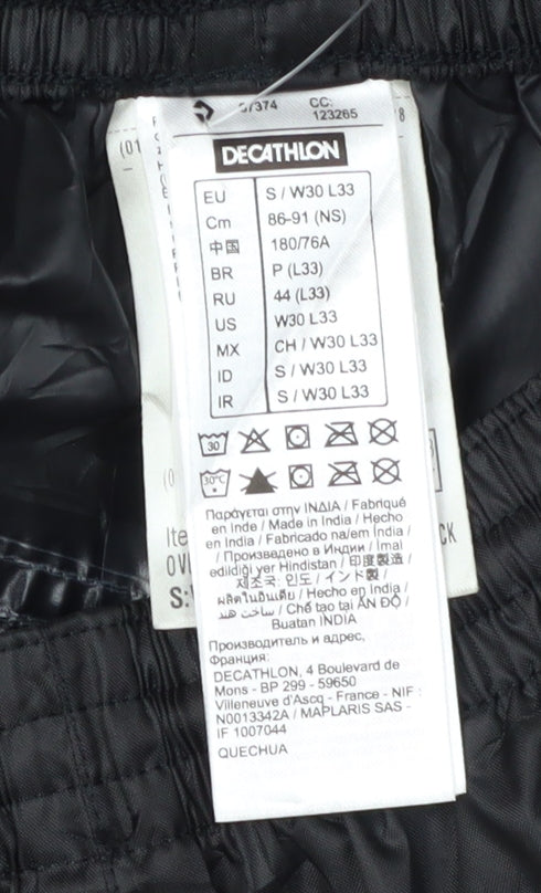 Decathlon Men's Black Windbreaker Trousers S
