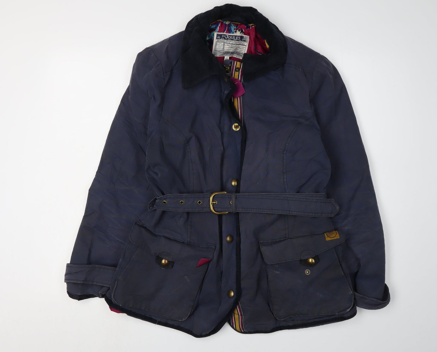 Joules Women's Blue Belted Jacket Size 12 Casual