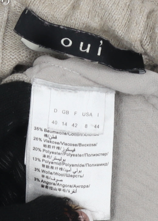 Close-up detail of Oui Women's Beige jumper, size 14, Knit, Long Sleeve