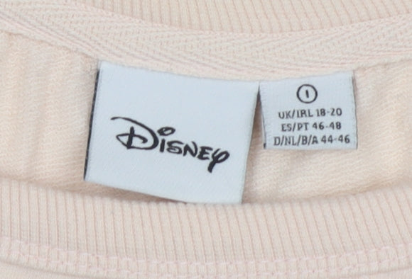 Disney Women Pink T-Shirt UK 18 Short Sleeve