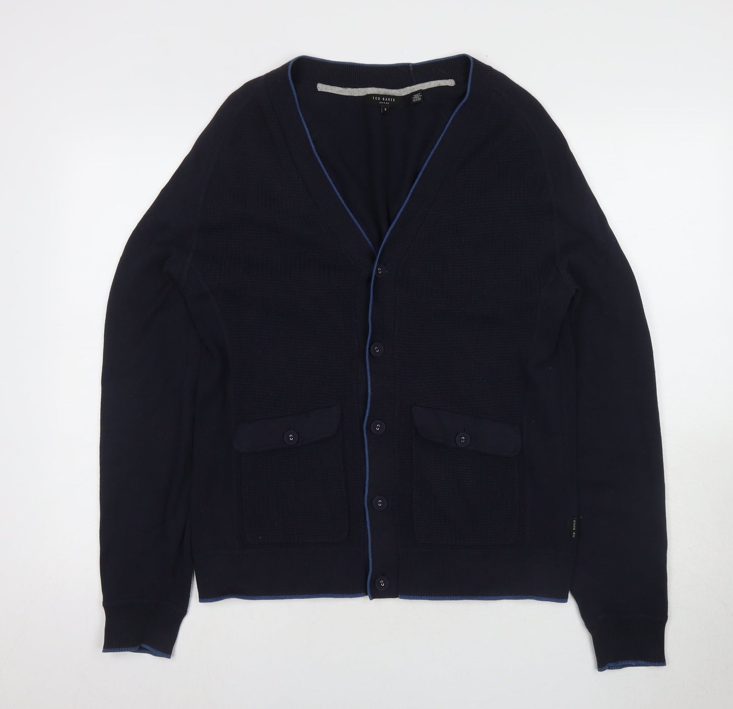Ted Baker Men's Black Cardigan M V-Neck Cotton