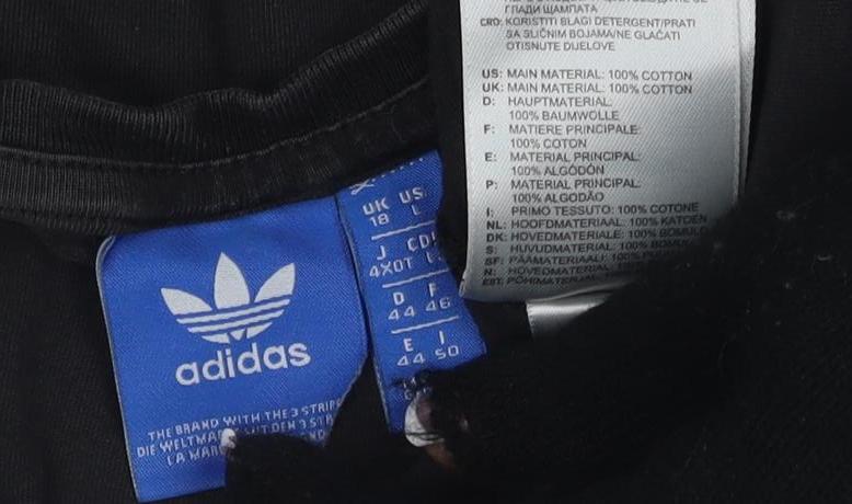 Adidas Unisex Black Cotton T-Shirt, Size 16, Casual Sports