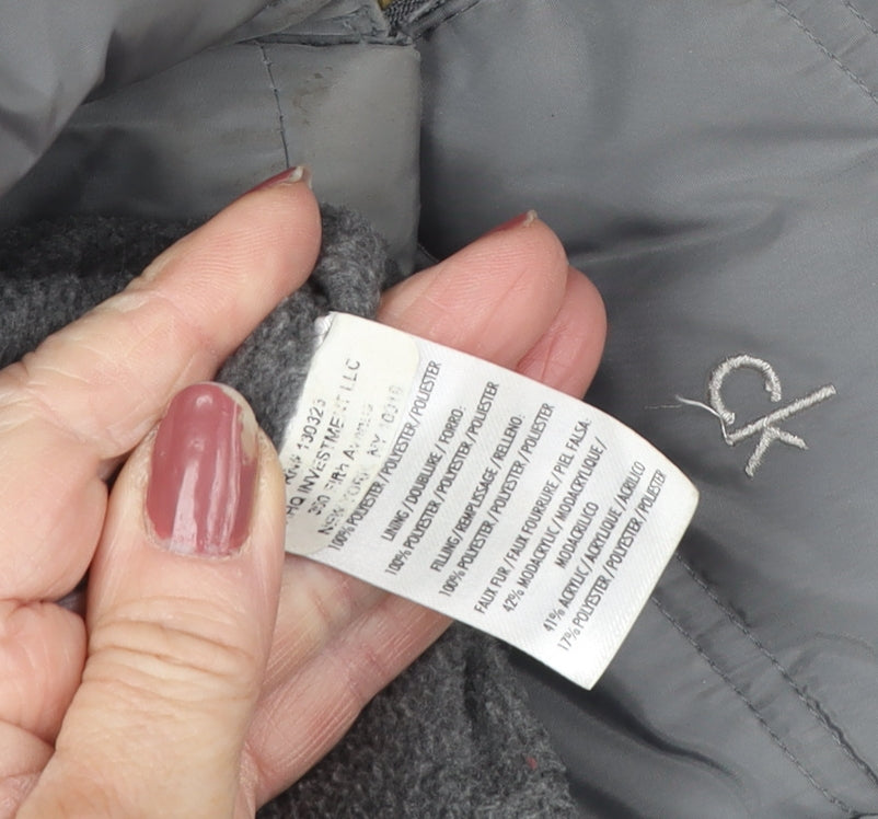 Calvin Klein Women's Grey Puffer Jacket, Size 4X, Hooded, Winter