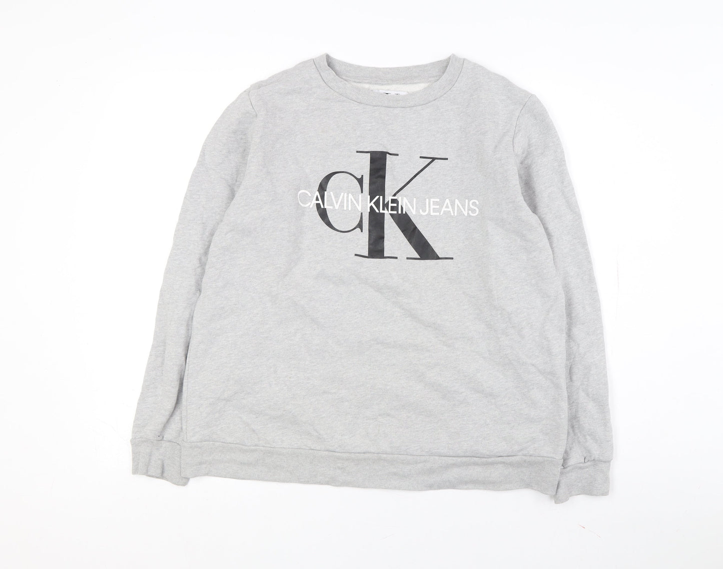 Calvin Klein Men's Grey XL Logo Sweatshirt Pullover
