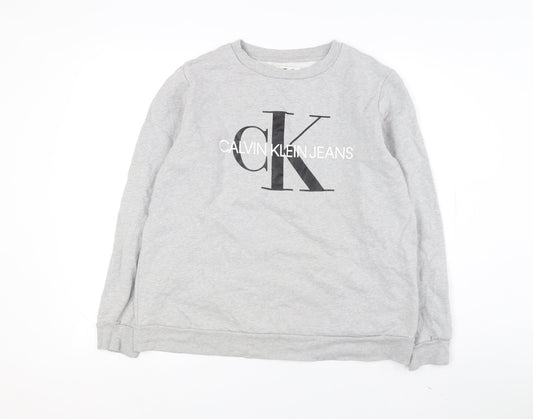Calvin Klein Men's Grey XL Logo Sweatshirt Pullover