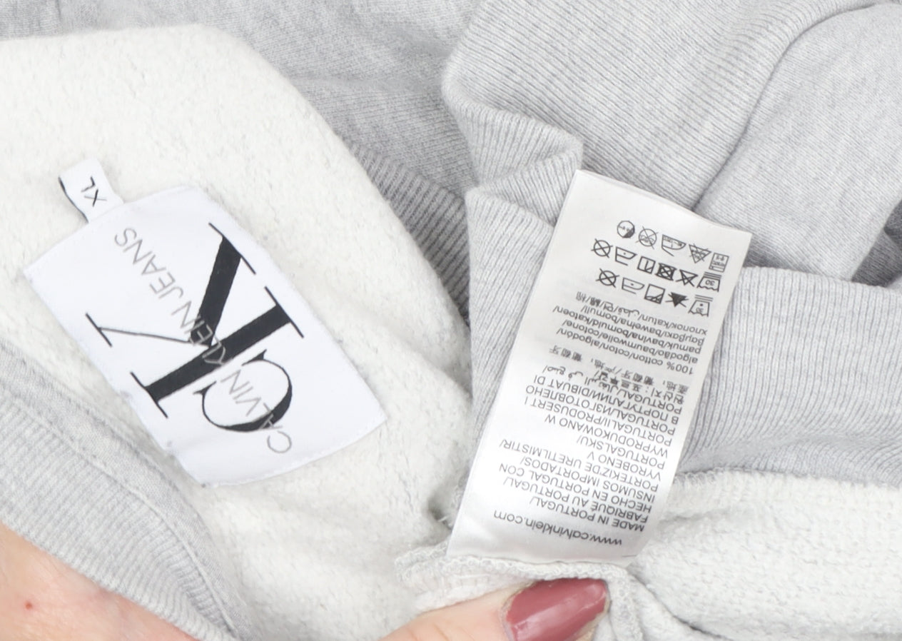 Calvin Klein Men's Grey XL Logo Sweatshirt Pullover
