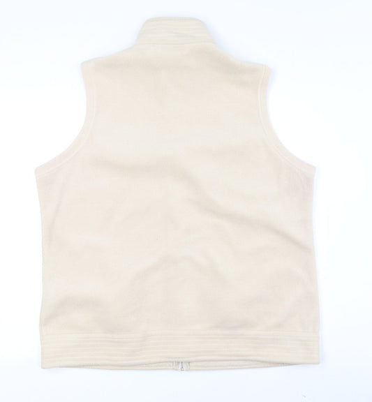 FWM Women's Beige M Waistcoat Full Zip Casual Layer