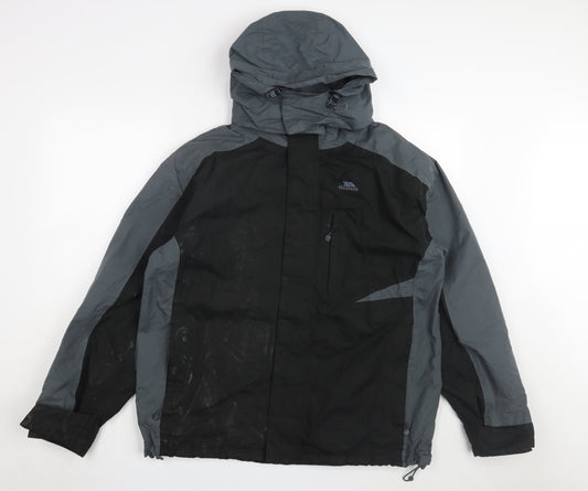 Trespass Men's Black Grey Waterproof Windbreaker Jacket S