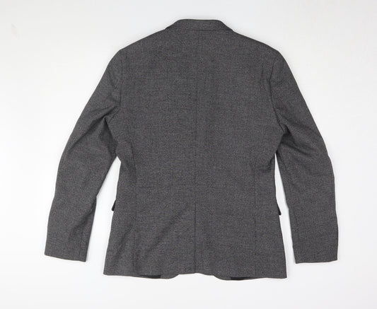 H&M Men's Grey Slim Fit Blazer 40R Single-Breasted