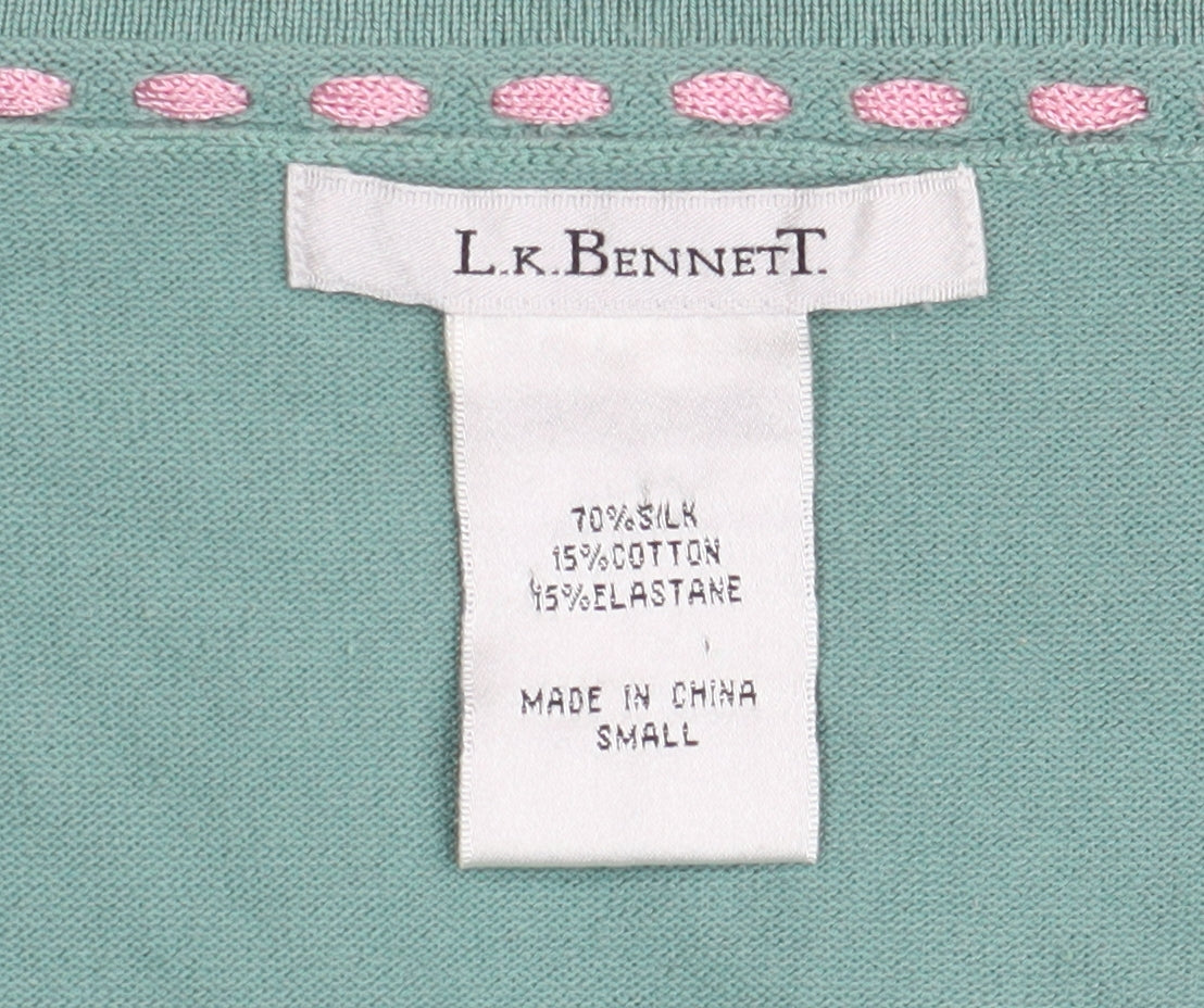 L.K. Bennett Green Silk Blend Women's Cardigan - Small