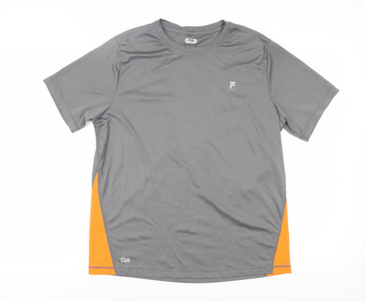 Fila Men's Grey Active T-Shirt, Size L, Sporty Pullover