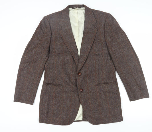 Harry Rosen Men's Brown Herringbone Wool Blazer 40
