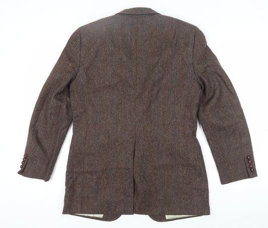 Harry Rosen Men's Brown Herringbone Wool Blazer 40