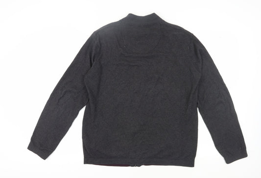 Jeff Banks Men's Black Full Zip Cotton Cashmere Jumper