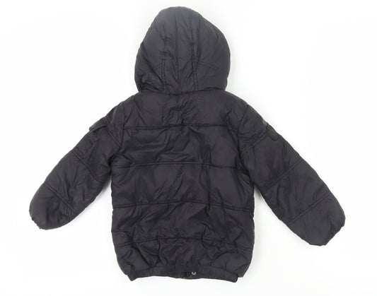 Firetrap Boys Black Puffer Jacket 3-4 Years Hooded Winter