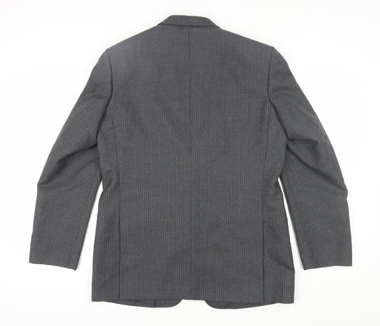 C&A Men's Grey Long Striped Blazer - Size 42L