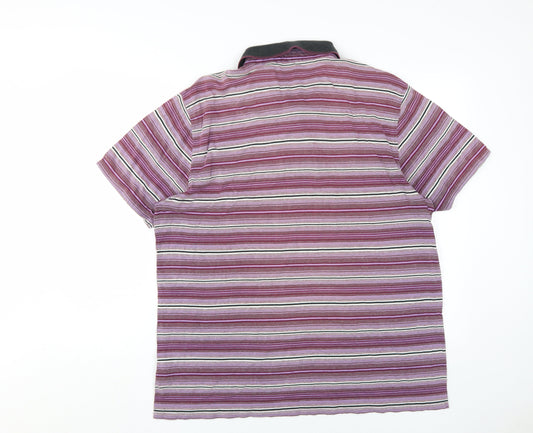 Jeff Banks Men's Multicoloured Striped Polo Shirt - Large