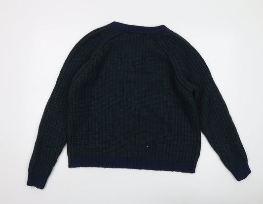 ASOS Women's Blue Chunky Knit V-Neck Jumper S